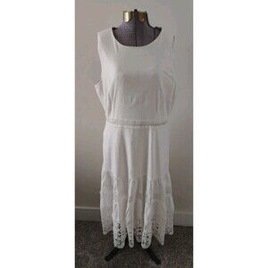 Antonio Melani Lace Midi Dress White Stretch Sz 12 VGC Spring Summer